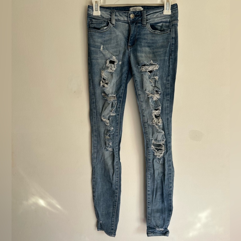 Cello Jeans Distressed Ripped Skinny Jeans